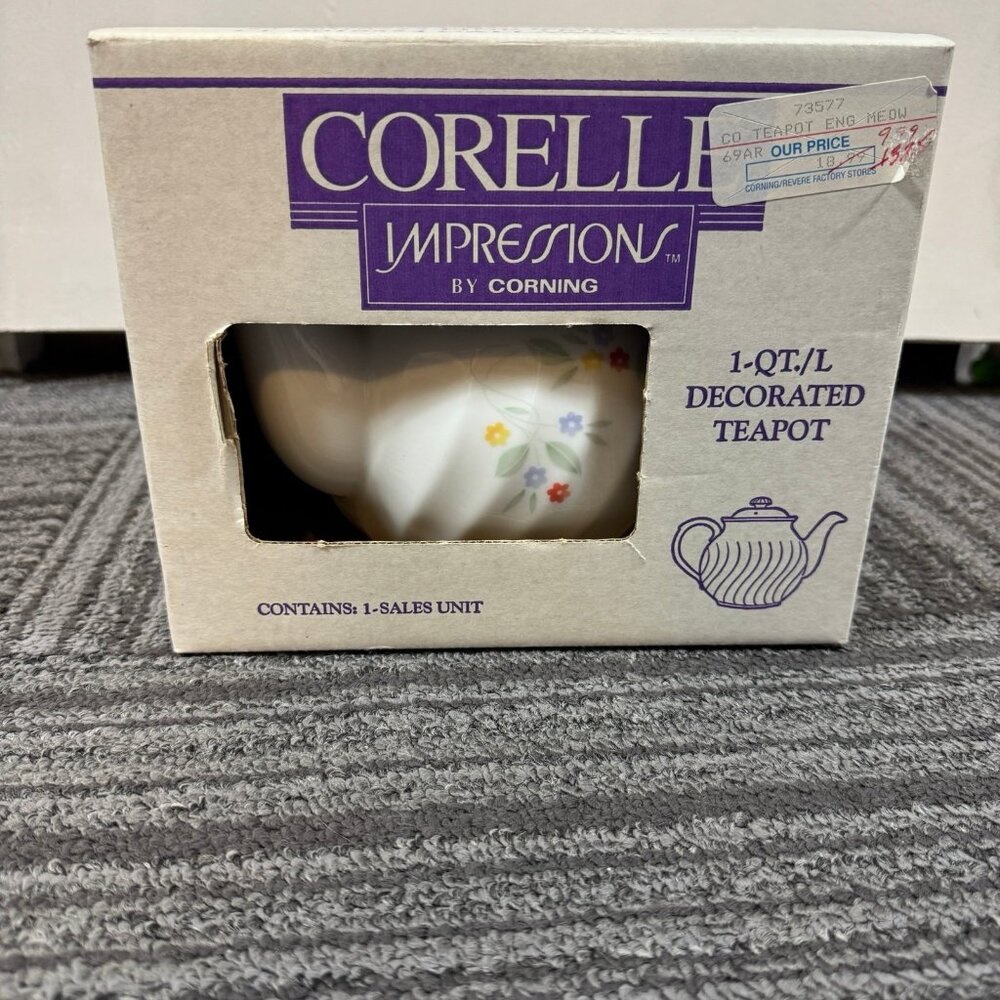 Corelle Impressions by Corning “English Meadow” 1-Quart Decorated Teapot | Vinta